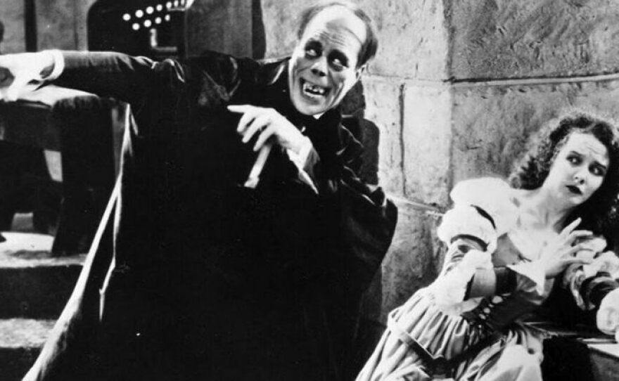 A still from the silent film, "The Phantom of the Opera."