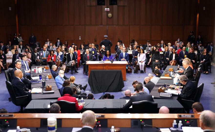 Supreme Court nominee Judge Ketanji Brown Jackson participates in her confirmation hearing before the Senate Judiciary Committee on Monday.