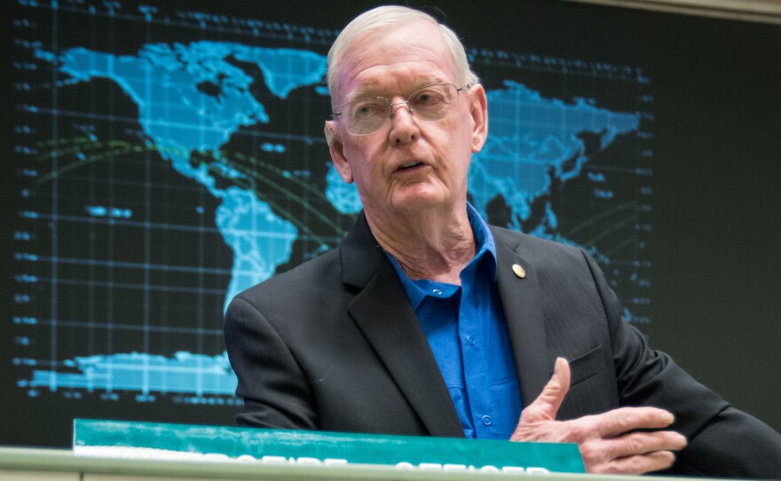 Glynn Lunney, seen here in 2015, was awarded the Presidential Medal of Freedom as part of the Apollo 13 mission operations team.