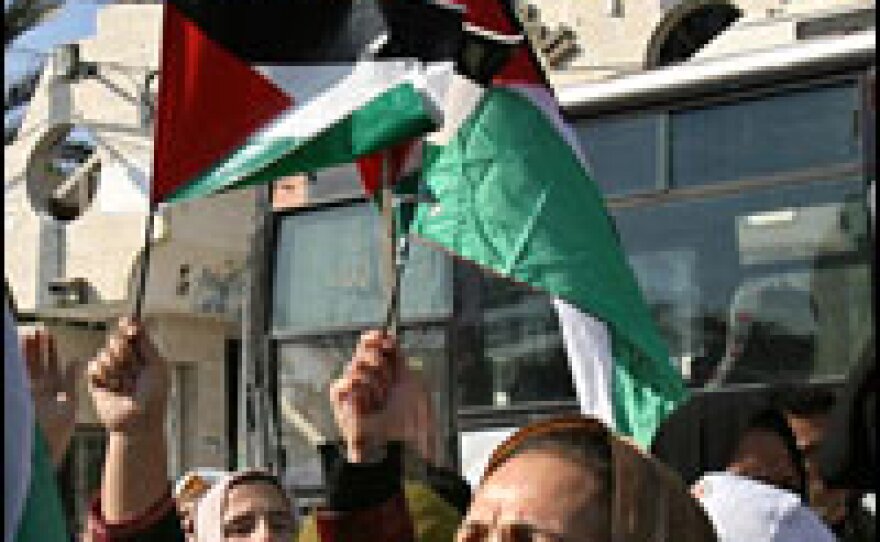Palestinian women rally against the unrest and lawlessness in Gaza during a protest in Gaza City, Dec. 21, 2006.
