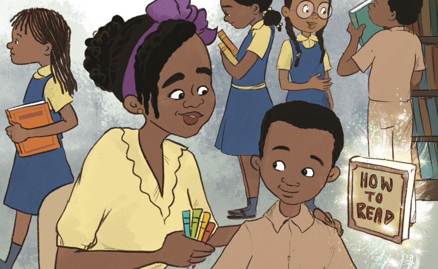 An illustration from his book Rohan Bullkin and the Shadows, by illustrator Rachel Moss. It depicts Juleus Ghunta and his teacher described in his Unsung Hero story.