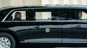 President Donald Trump departs Walter Reed National Military Medical Center, Tuesday, May 26, 2026, in Bethesda, Md.