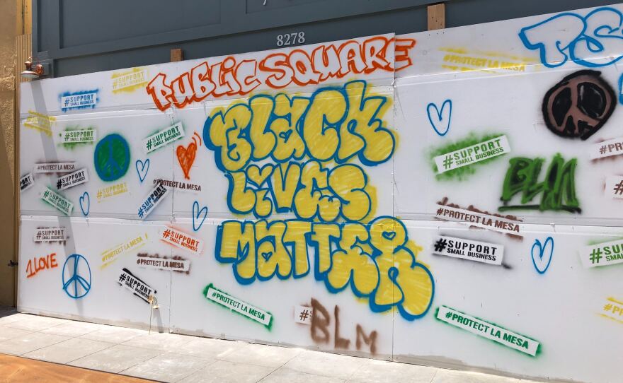 Public Square in La Mesa was damaged during Saturday's protests. June 1, 2020