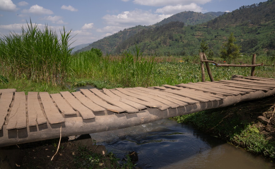 In the past, communities separated by a river would build a makeshift bridge of logs. But spring rains would make them slippery and sometimes wash them away.