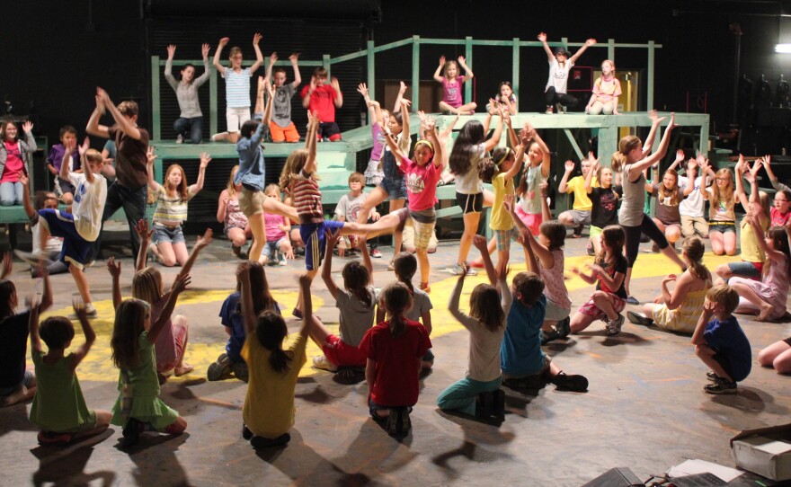 Children rehearse for a production of <em>The Wizard of Oz</em> at the Lawrence Arts Center in Lawrence, Kan.