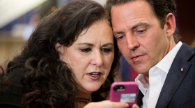 San Diego County Board of Supervisors candidate Nathan Fletcher and his wife, Democratic Assemblywoman Lorena Gonzalez Fletcher, follow the primary election results on June 5, 2018.