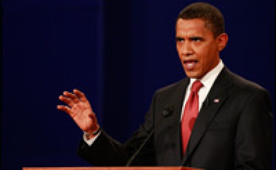 Democrat Barack Obama answers a question during the first presidential debate.