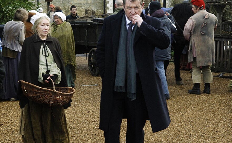 A scene from "They Seek Him Here." When director Nick Cheyney is found beheaded by a guillotine on the set of his latest film, Barnaby and Jones are left with no shortage of suspects.