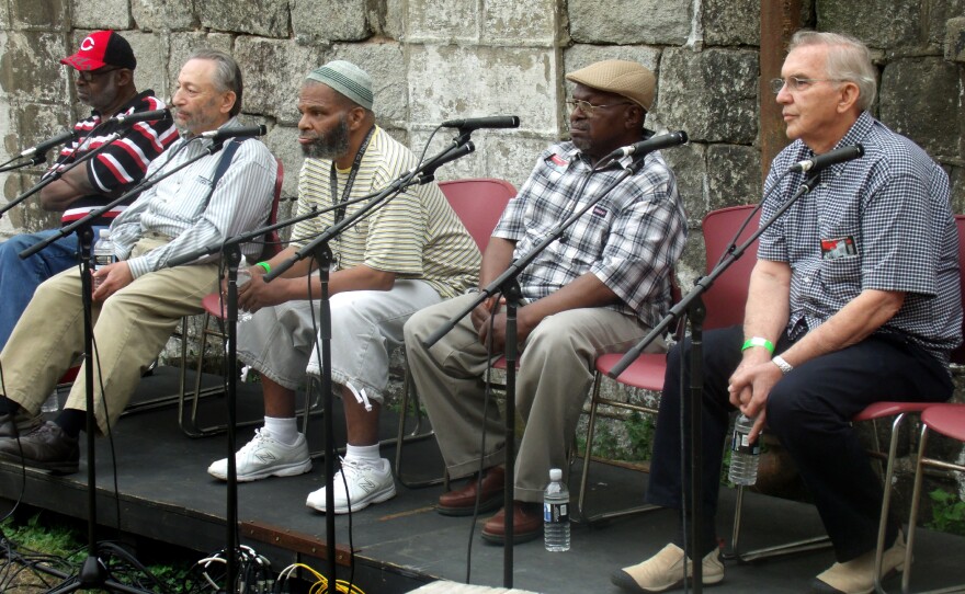 Former inmates, civilian staff and corrections officers returned to Eastern State this summer to talk about life in the prison. "This place here really did something to me psychologically," recalled former inmate Anthony Goodman (center).