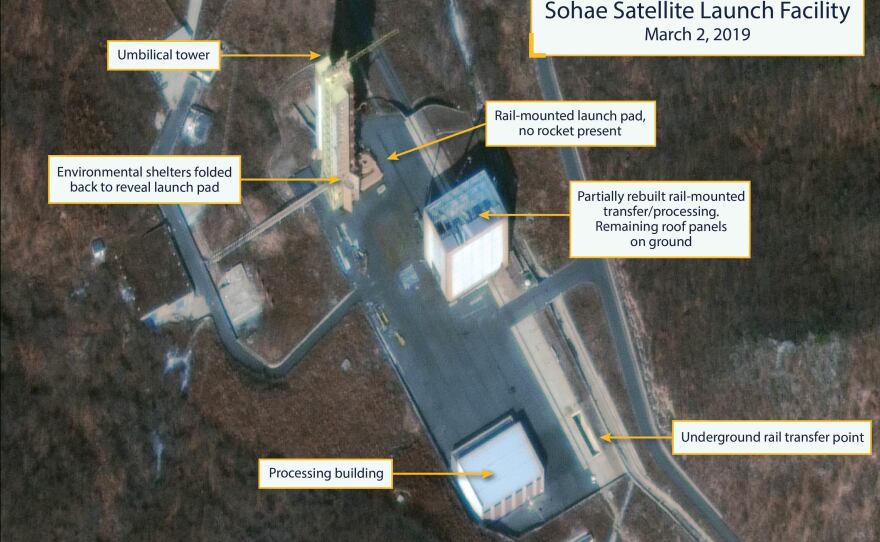 A large support structure had been partially disassembled last year. New imagery shows it's mostly rebuilt.
