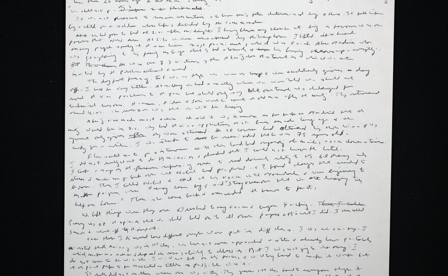Raja Shehadeh's diary entry for December 2, 1991, written by hand in the Grand Hotel in Washington DC while acting as legal counsel to the Palestinian negotiating team, on notepaper from the Regency Palace hotel, Amman.