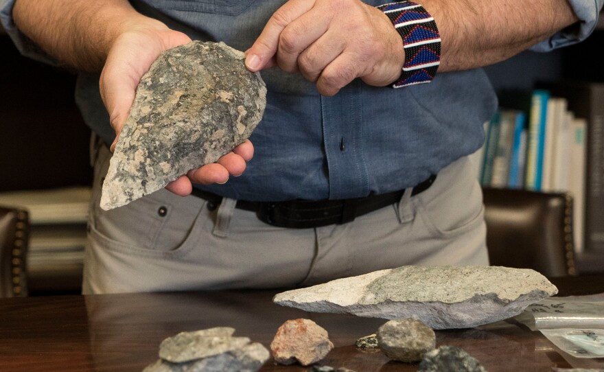 This early Stone Age hand axe was excavated at Olorgesailie, Kenya. A chemical analysis of the stone shows it was made with locally available rocks.