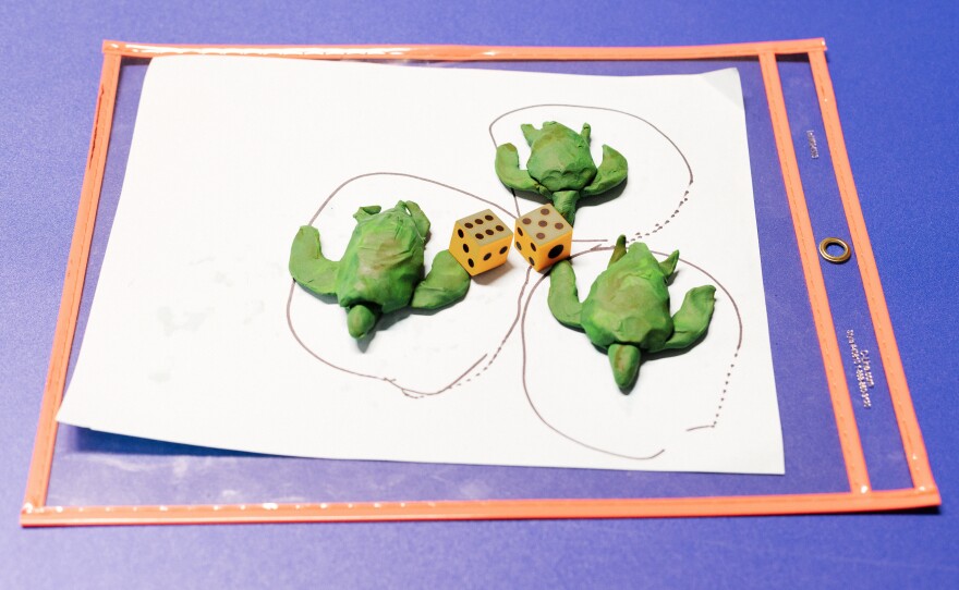 For a science project, King made turtle pieces from clay. They are part of a board game he created with Acebu's help called Turtle Catastrophe. It was one of two projects from his school that was accepted at a local science fair.