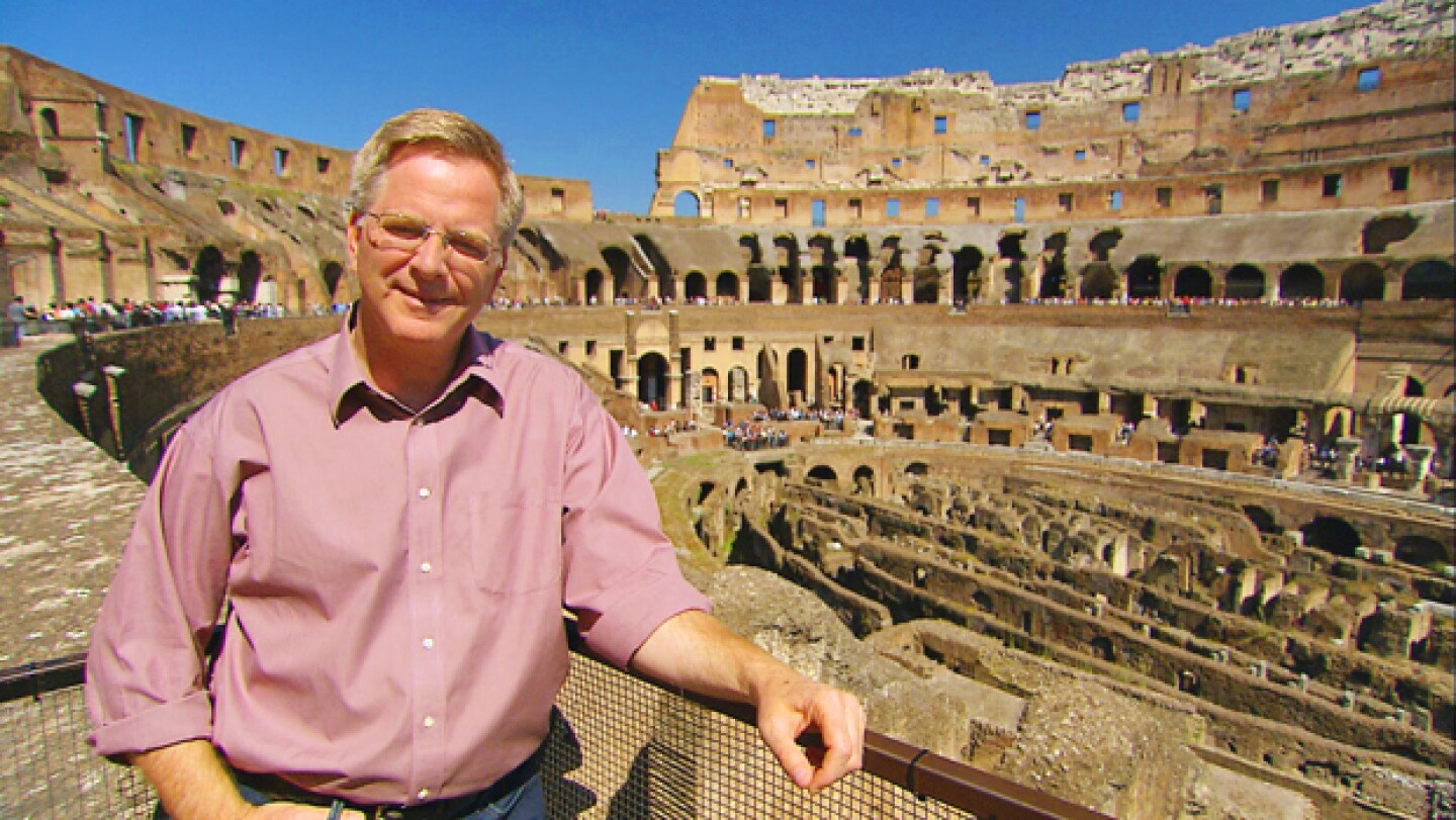 Rick Steves inside the Colosseum, Rome.