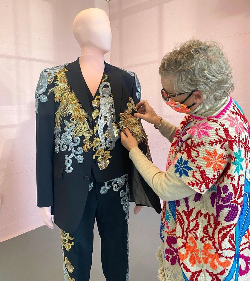 Artist Irma Sofia Poeter puts the finishing touches on "Gandalf, nude suit / Gandalf, traje desnudo," part of her new solo exhibition at Bread and Salt, opening Feb. 12, 2022.