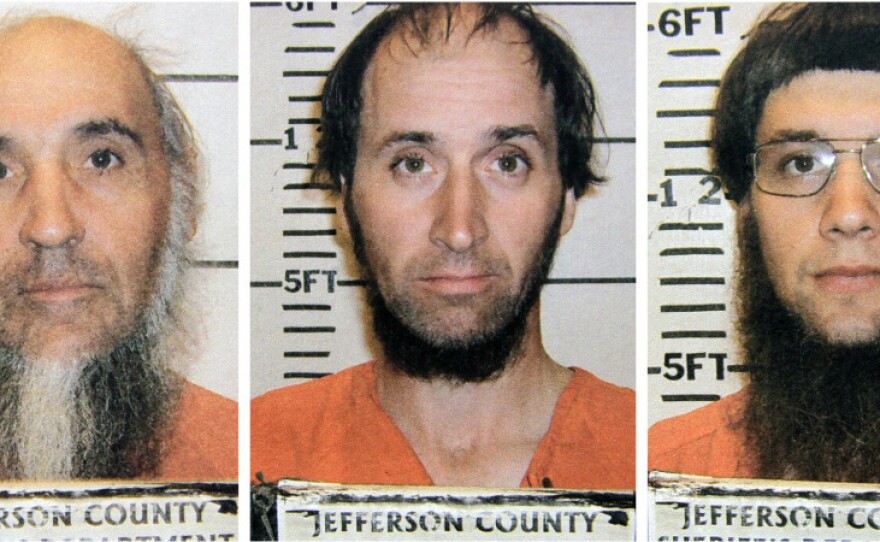 <p>Levi Miller (from left), Johnny Mullet and Lester Mullet are believed to be members of a breakaway Amish group that went into the home of an elderly Amish man and cut his hair and beard.</p>