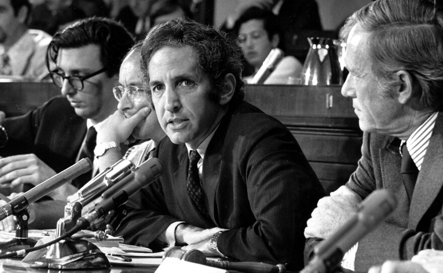 In this July 28, 1971 file photo, Daniel Ellsberg, former Defense Department researcher who leaked top-secret Pentagon papers to the press, speaks to an unofficial House panel investigating the significance of the war documents.
