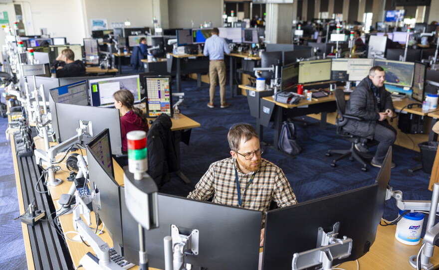 Dispatchers in Alaska Airlines' Network Operations Center near the Seattle-Tacoma International Airport.