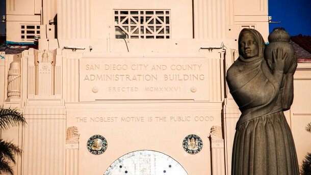 The San Diego County Administration building is seen on Sept. 20, 2024.