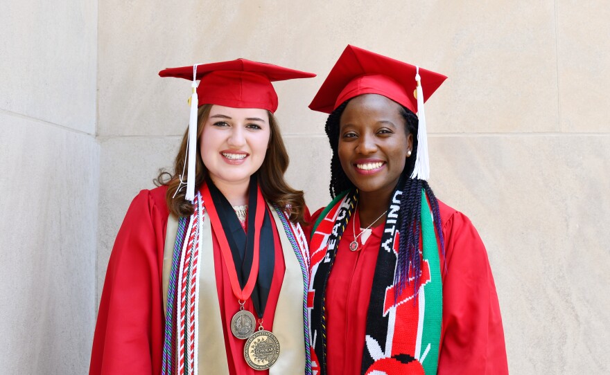 Cristina Chase Lane (left) and WinnieHope Mamboleo recently graduated from North Carolina State University's College of Education.