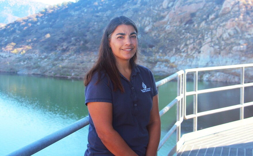 Neena Kuzmich, deputy director of engineering for the San Diego County Water Authority, has been working on plans for pumped energy storage at the San Vicente reservoir.