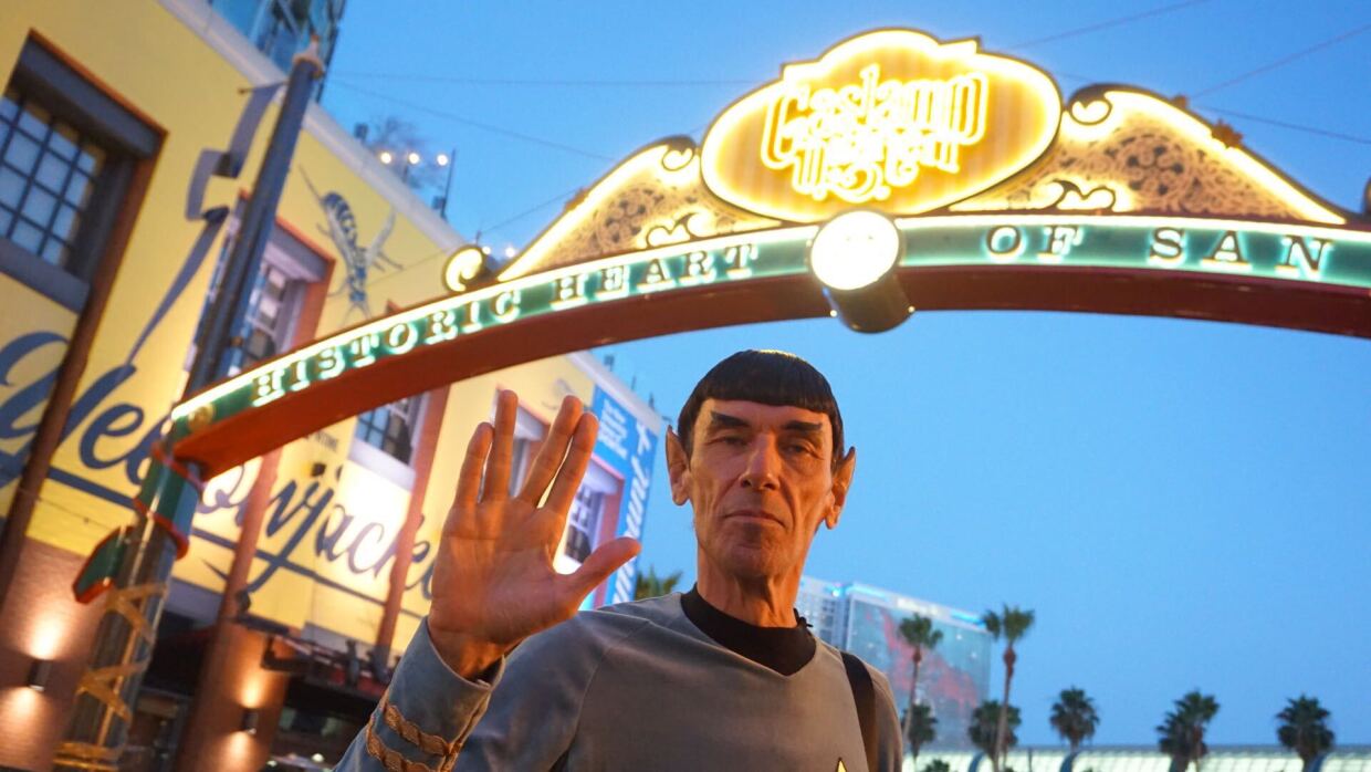 A Star Trek fan in cosplay outside of Comic-Con International on Saturday, July 22, 2023.