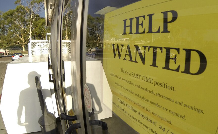 This gas station in Encinitas, Calif., was looking to hire last month.