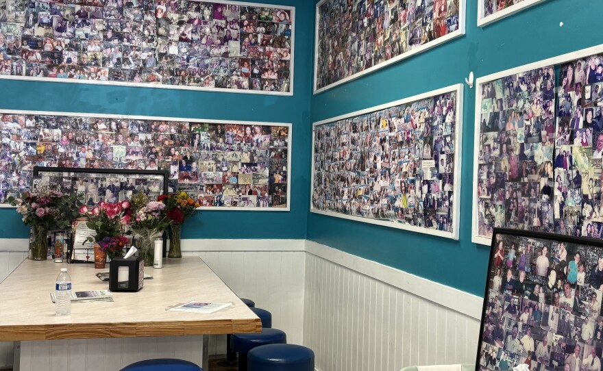 Mary took photos of her clientele during her 40 years of business. She displayed each snapshot on the wall — an homage to her community.