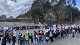 Striking UCSD academic workers shut down streets around campus as they march demanding better pay and benefits.