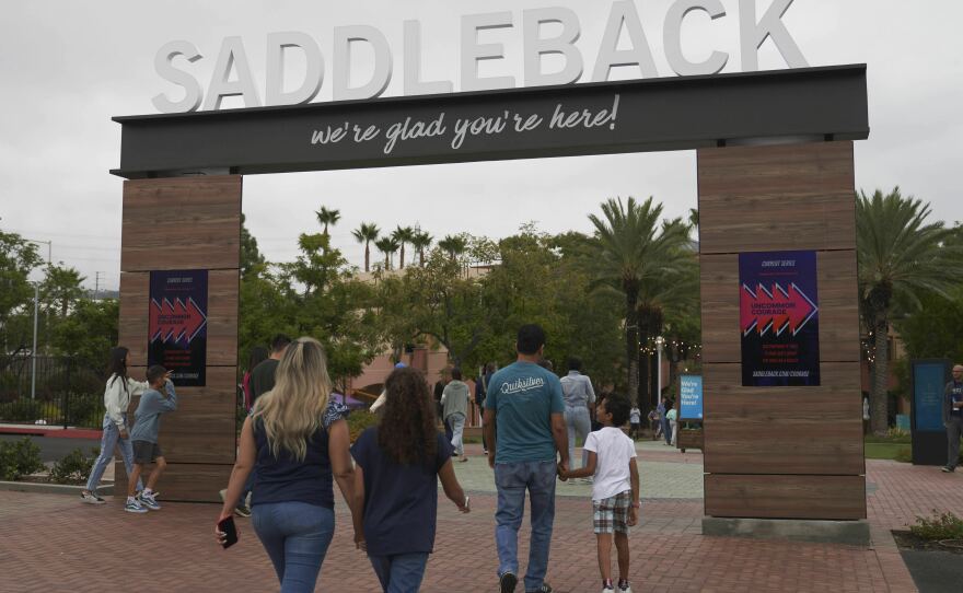 Congregants arrive at Saddleback Church in Lake Forest, Calif., in 2022. The church was the second-largest congregation in the Southern Baptist Convention before its ouster last month.