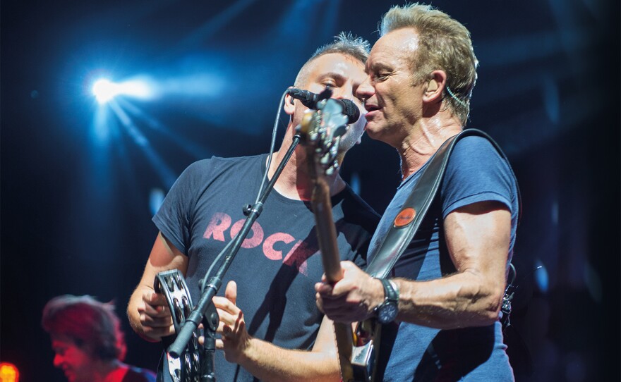 Left to right: Joe Sumner and Sting. Olympia Paris, April 13, 2017