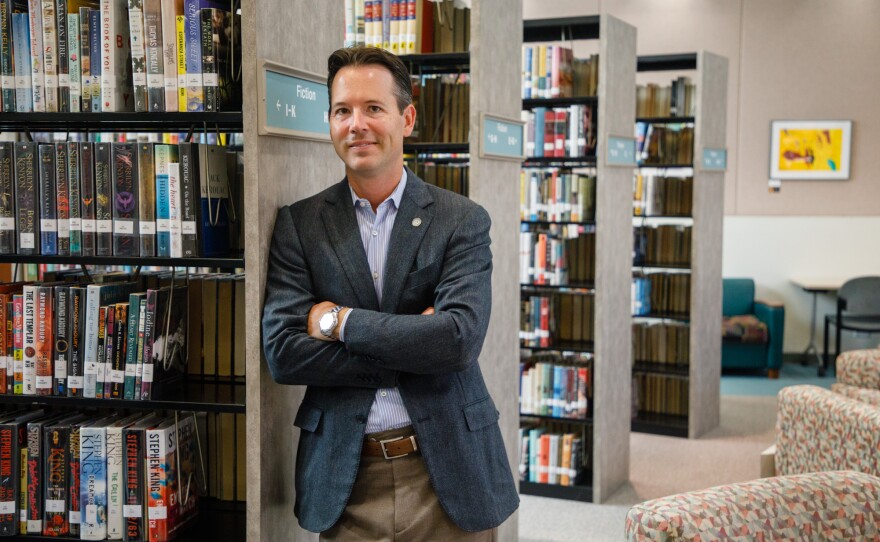 City Councilman Mark Kersey is photographed at the Rancho Peñasquitos Library, Aug. 14, 2019. Upcoming projects at the library will be funded using money allocated from the Rebuild San Diego ballot measure.