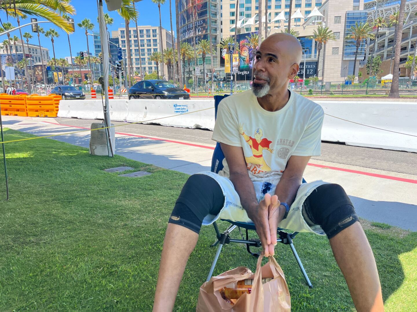 Nadar Scott camps out in line at San Diego Comic-Con on July 23, 2025.