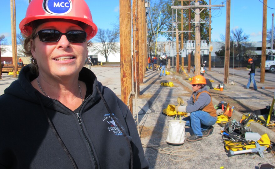 Susan Blaser is the Program Coordinator at the Electric Utility Line Technician and a lineman in Kansas City, Mo. She was the first woman in the area to work as a line worker when she started in 1987.