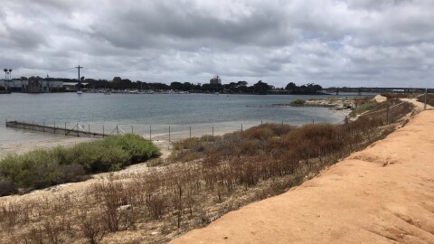 Boats moored in Mission Bay next to Fiesta Island, May 21, 2019. 



