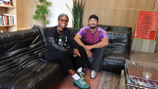 Aladrian Goods, left, and Erwin Hines, right, inside The Listening Room space in Barrio Logan on Aug. 4, 2026.