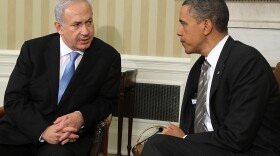 U.S. President Barack Obama (R) and Israeli Prime Minister Benjamin Netanyahu (L) prepare to make statements after their meeting May 20, 2011 in the Oval Office of the White House in Washington, DC.