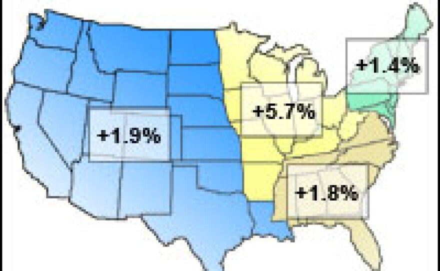 The nation's four regions all saw increases in violent crime in 2005. The Midwest experienced the steepest jump, 5.7 percent.