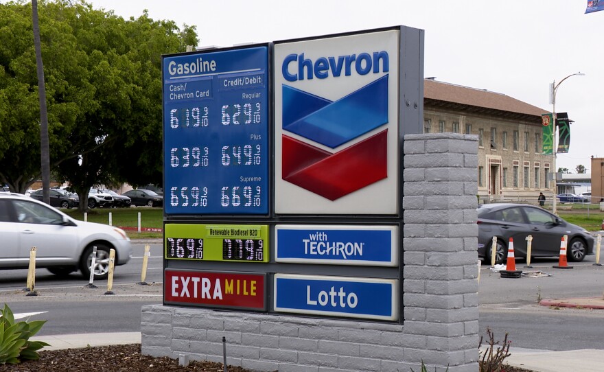 A Chevron gas station in University Heights shows high rates on March 31st 2026.