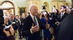 U.S. Vice President Joe Biden speaks to the media following a Democratic caucus meeting at the U.S. Capitol in Washington, D.C., U.S., on Monday, Dec. 31, 2012. 