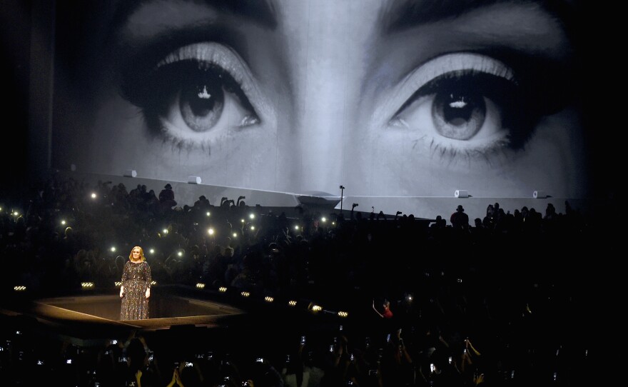 Adele performs during her North American tour on Aug. 5, 2016 in Los Angeles.