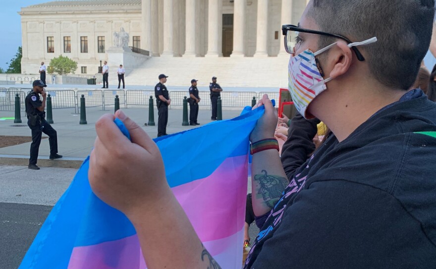 D. Ojeda protesting near the Supreme Court in response to the leaked draft opinion.