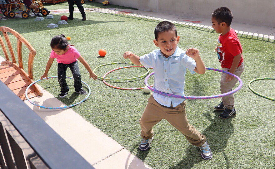 Sebastian, 4, plays with a hula hoop at a Head Start program in Vista on Wednesday, Sept. 16, 2026.