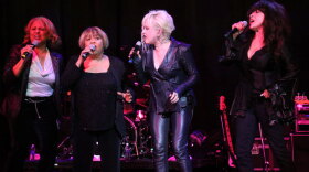 Rock and Roll Hall of Fame inductees (l-r) Darlene Love, Mavis Staples and Ronnie Spector perform "Girls Just Wanna Have Fun" on stage with Cyndi Lauper (second from right) at the Rock Hall's It's Only Rock and Roll Spring Benefit Concert on May 14, 2011.