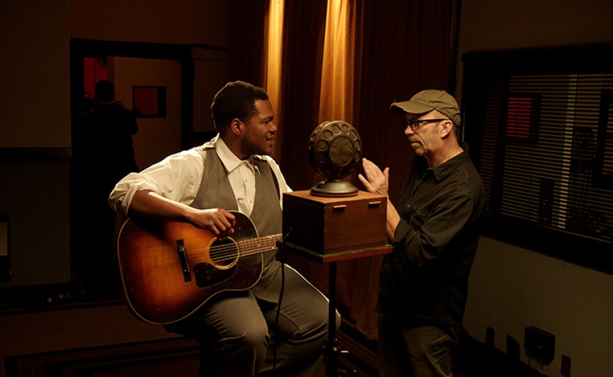 Producer Duke Erikson talking with Jerron "Blind Boy” Paxton before recording “Candy Man” for "The American Epic Sessions."