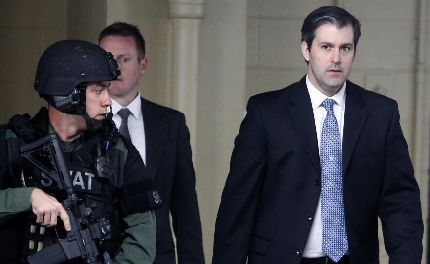 Former North Charleston, S.C., police Officer Michael Slager, seen leaving the Charleston County Courthouse after his murder trial ended in a mistrial in December 2016, pleaded guilty on Tuesday to a federal civil rights violation.