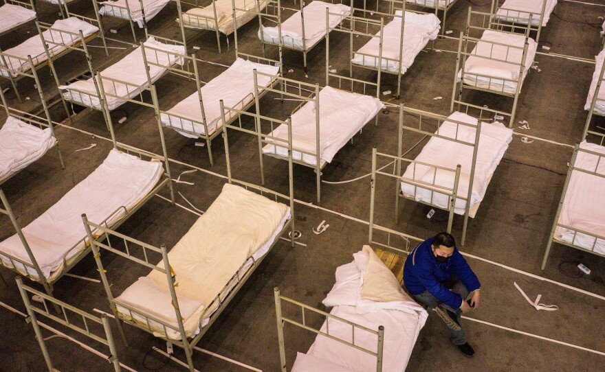 On Feb. 4, beds were installed in the Wuhan Keting Exhibition Center. With 2,000 beds planned, the center will accommodate patients with mild cases of COVID-19.