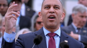 House Minority Leader Hakeem Jeffries, D-N.Y., speaks during a news conference, Thursday, May 21, 2026, on Capitol Hill, in Washington.