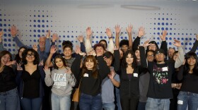 The picture shows students from Central Union High School in El Centro California visiting KPBS on February 25, 2025.