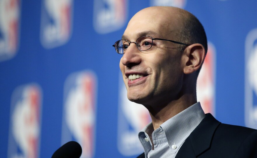 NBA Commissioner Adam Silver speaks at a news conference during the NBA Board of Governors meeting in July.
